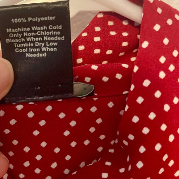 Ann Taylor Women's Button-up Blouse, Red/White - Picture 5 of 5